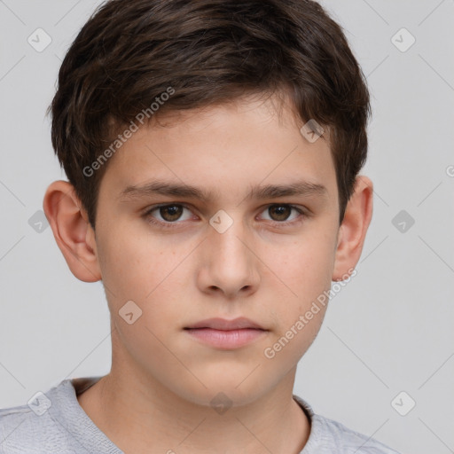 Neutral white child male with short  brown hair and brown eyes