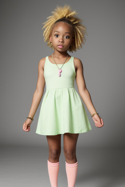 African american child female with  blonde hair