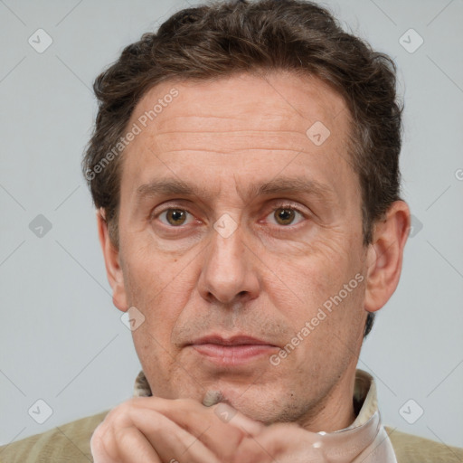 Neutral white adult male with short  brown hair and brown eyes