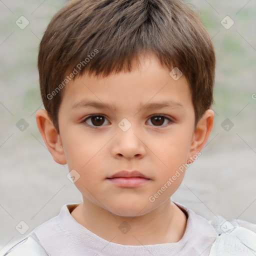 Neutral white child male with short  brown hair and brown eyes