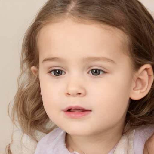 Neutral white child female with medium  brown hair and brown eyes