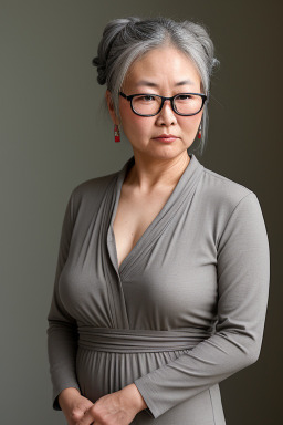 Mongolian 45 years female with  gray hair