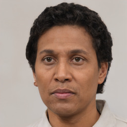 Neutral white adult male with short  black hair and brown eyes