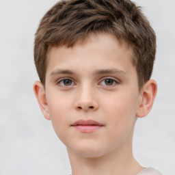 Neutral white child male with short  brown hair and brown eyes