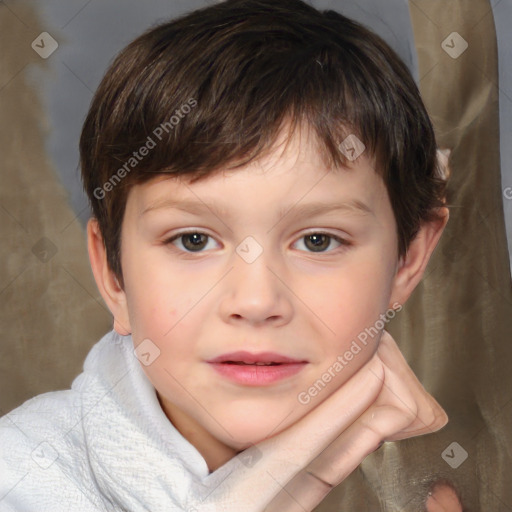 Neutral white child male with short  brown hair and brown eyes