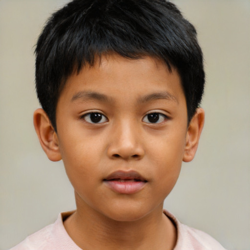 Neutral latino child male with short  brown hair and brown eyes