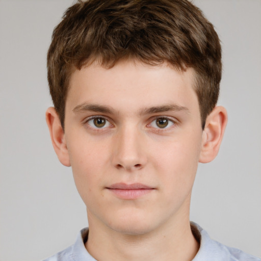 Neutral white child male with short  brown hair and brown eyes