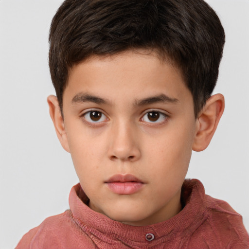 Neutral white child male with short  brown hair and brown eyes