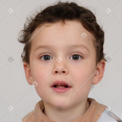 Neutral white child male with short  brown hair and brown eyes