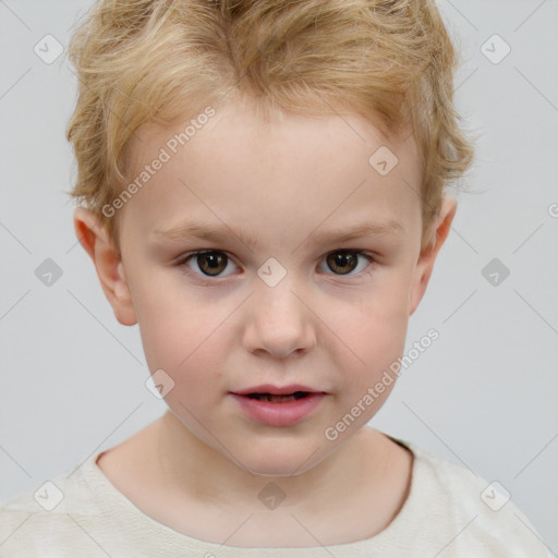 Neutral white child male with short  brown hair and brown eyes