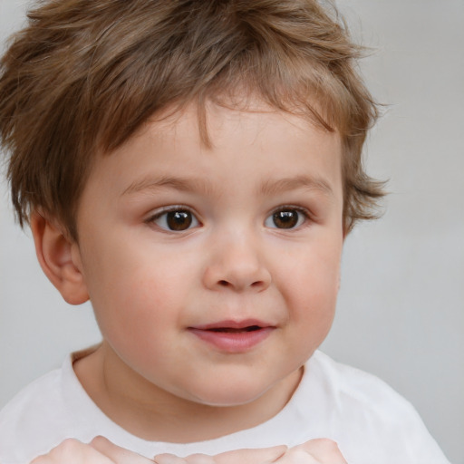 Neutral white child male with short  brown hair and brown eyes