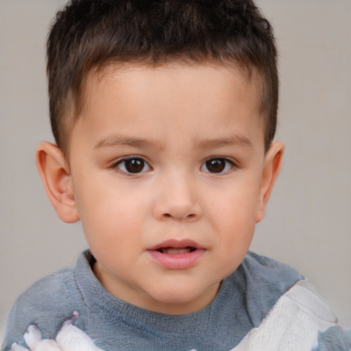 Neutral white child male with short  brown hair and brown eyes