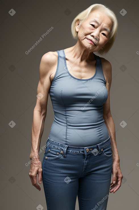 Chinese elderly female with  blonde hair