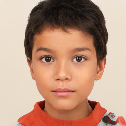 Neutral white child male with short  brown hair and brown eyes