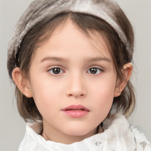 Neutral white child female with medium  brown hair and brown eyes