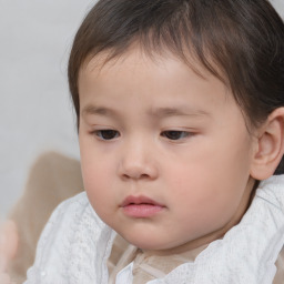 Neutral white child female with medium  brown hair and brown eyes