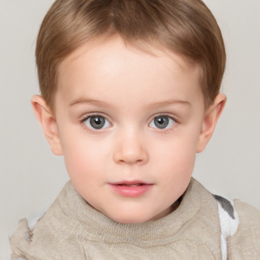 Neutral white child female with short  brown hair and brown eyes