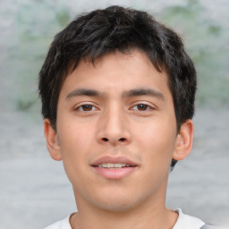 Neutral asian young-adult male with short  brown hair and brown eyes