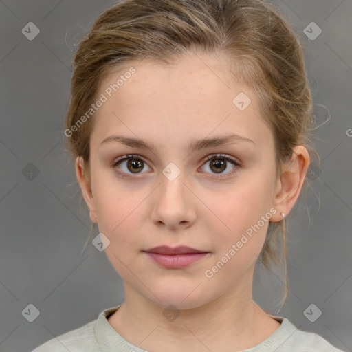 Neutral white child female with medium  brown hair and brown eyes