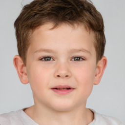 Neutral white child male with short  brown hair and brown eyes