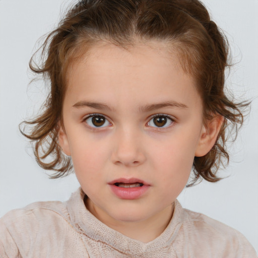 Neutral white child female with medium  brown hair and brown eyes