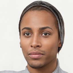 Neutral latino young-adult female with short  black hair and brown eyes