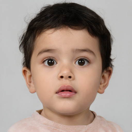 Neutral white child male with short  brown hair and brown eyes