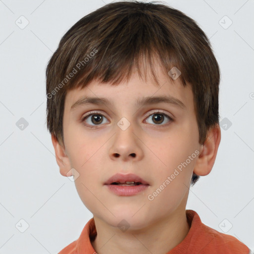 Neutral white child male with short  brown hair and brown eyes