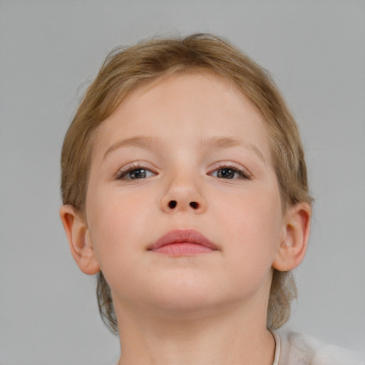 Neutral white child female with medium  brown hair and brown eyes