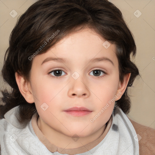 Neutral white child female with medium  brown hair and brown eyes