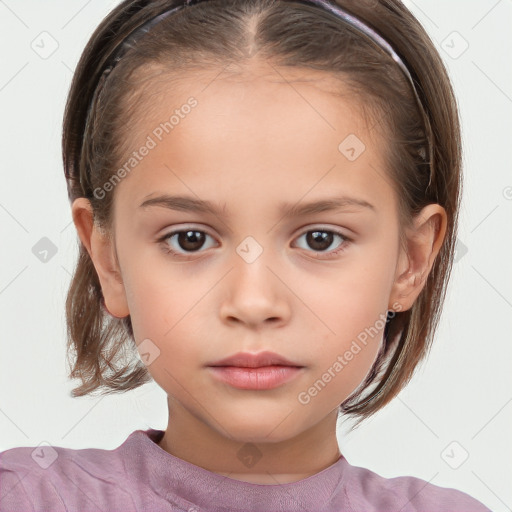 Neutral white child female with medium  brown hair and brown eyes