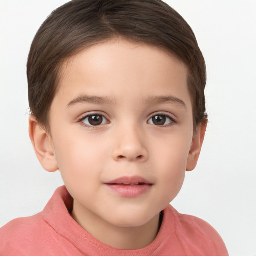 Neutral white child female with short  brown hair and brown eyes