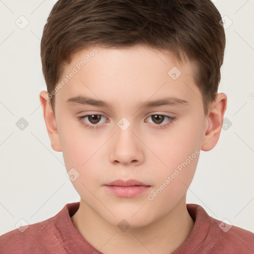 Neutral white child male with short  brown hair and brown eyes