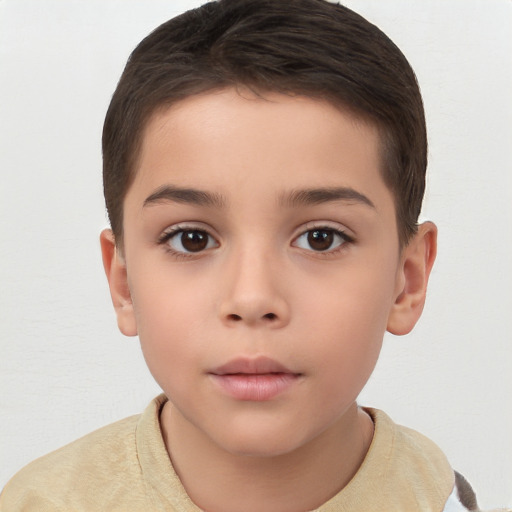 Neutral white child male with short  brown hair and brown eyes