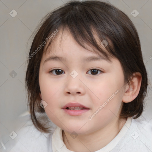 Neutral white child female with medium  brown hair and brown eyes