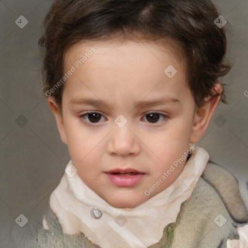 Neutral white child female with short  brown hair and brown eyes