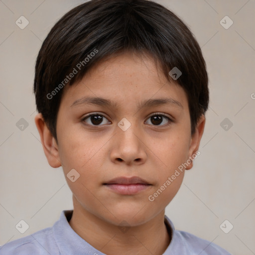 Neutral white child female with short  brown hair and brown eyes