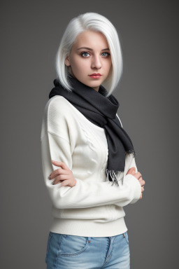 Romanian young adult female with  white hair