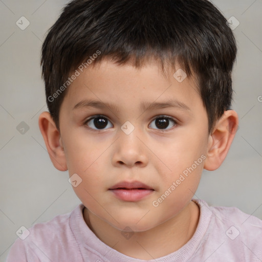 Neutral white child male with short  brown hair and brown eyes