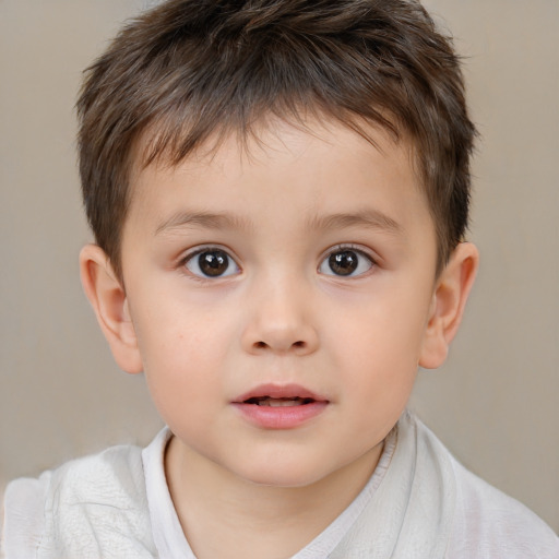 Neutral white child male with short  brown hair and brown eyes