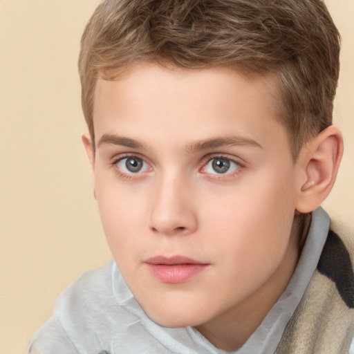 Neutral white child male with short  brown hair and brown eyes