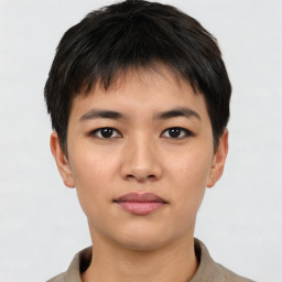 Neutral asian young-adult male with short  brown hair and brown eyes