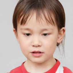 Neutral white child female with short  brown hair and brown eyes