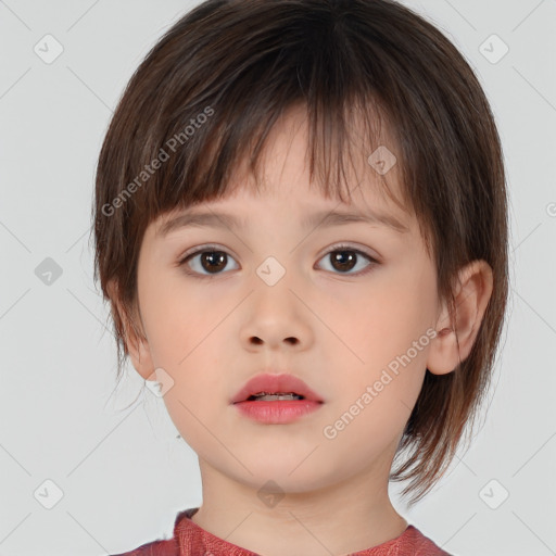 Neutral white child female with medium  brown hair and brown eyes