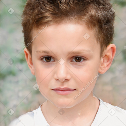 Neutral white child male with short  brown hair and brown eyes