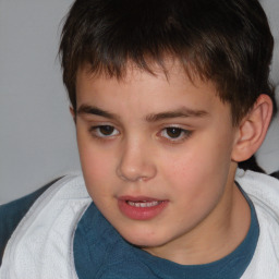 Neutral white child male with short  brown hair and brown eyes