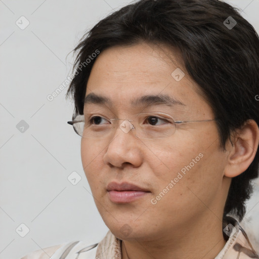 Neutral white adult male with medium  brown hair and brown eyes