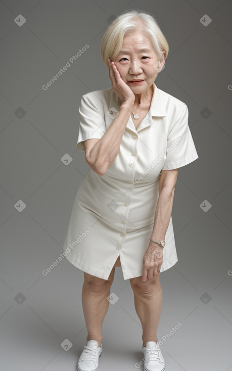 Korean elderly female with  blonde hair