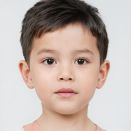 Neutral white child male with short  brown hair and brown eyes