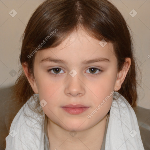 Neutral white child female with medium  brown hair and brown eyes